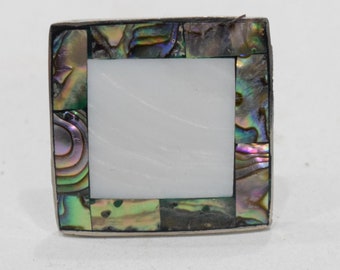 Ring Inlaid Mother of Pearl Silver Adjustable Ring Indonesia