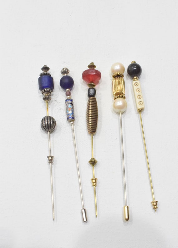 Stick Pins 5 Assorted Beaded Pins