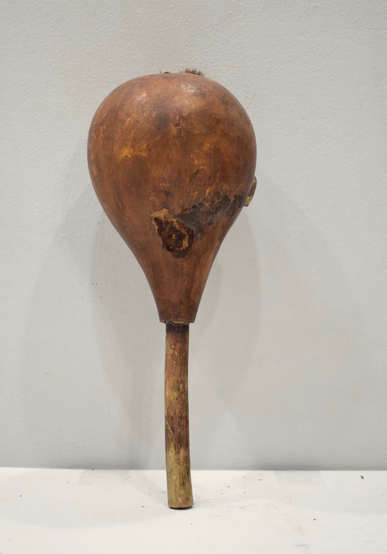 African Gourd Shaker Rattle Cowrie Shell Kenya Figure Gourd Rattle