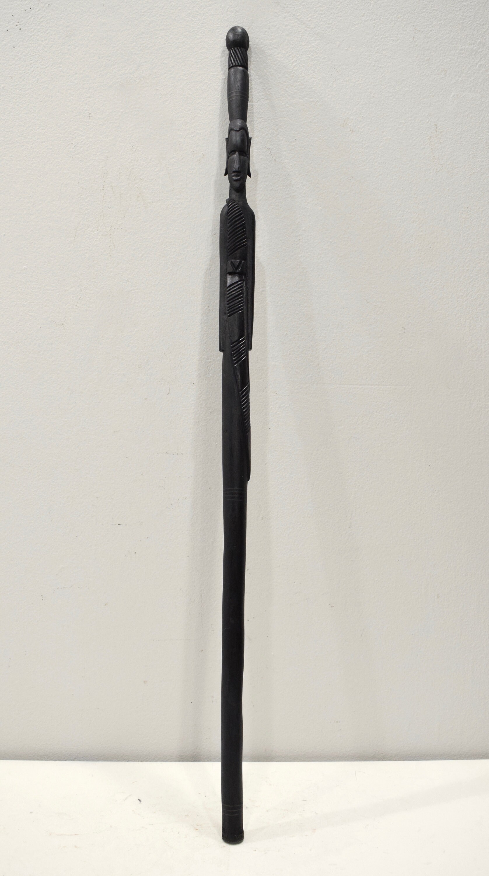 African Walking Stick Carved Ebony Wood GoGo Tribe