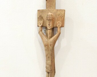 Papua New Guinea Hand Carved Wooden Crucified Jesus Cross