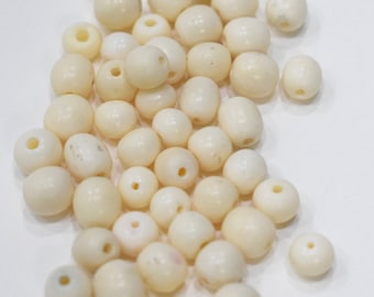 Beads Indonesian White Bone Round Beads 8mm