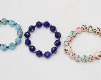 Bracelets Beaded Stretch Patterned Glass