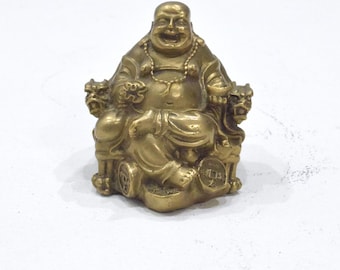 Happy Buddha Brass Sitting Mediating Wisdom Buddha