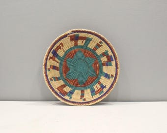 African Basket Botswana Natural Colors South Africa Woven Palm Food Basket