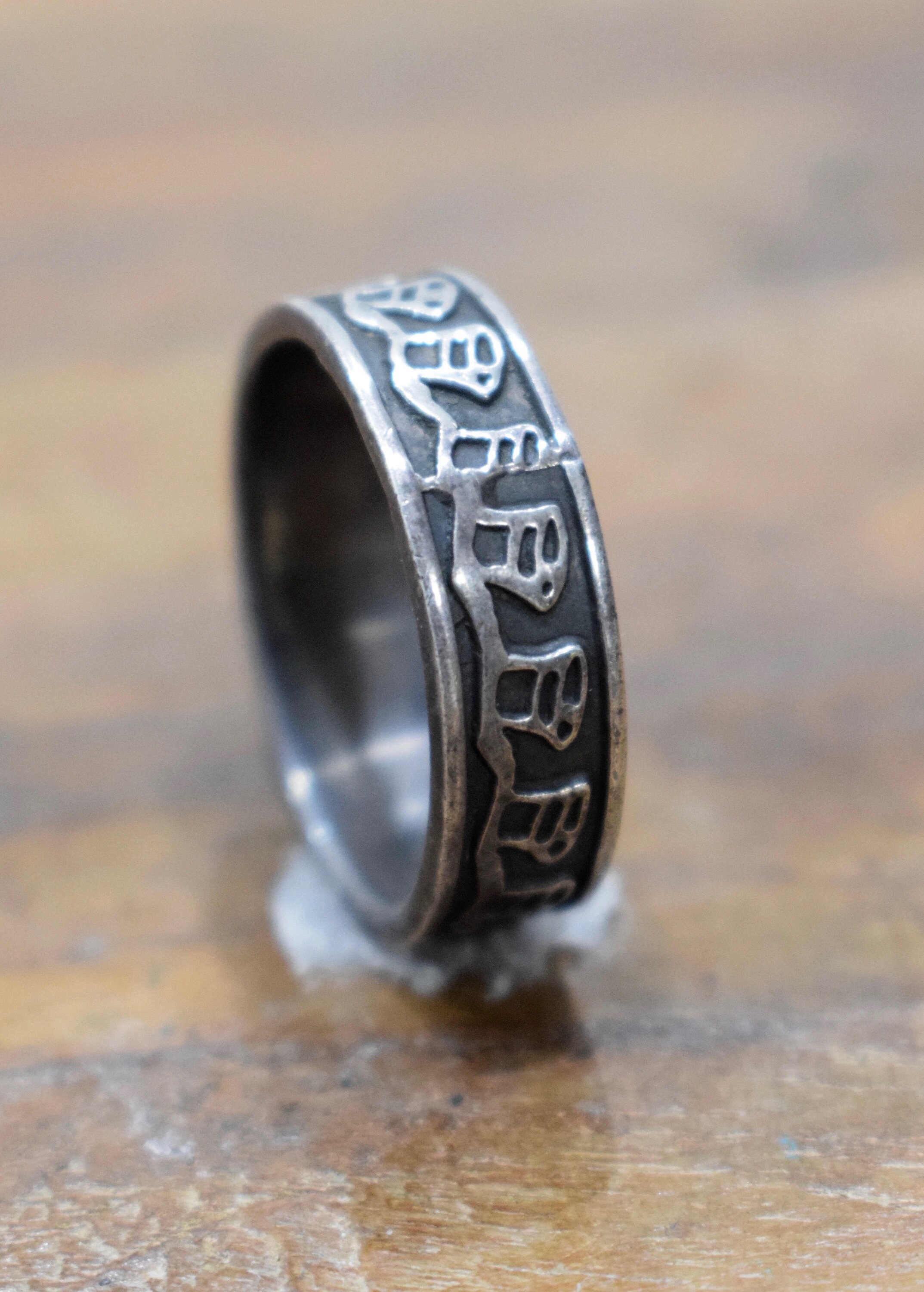 Ring Sterling Silver Etched Band Ring