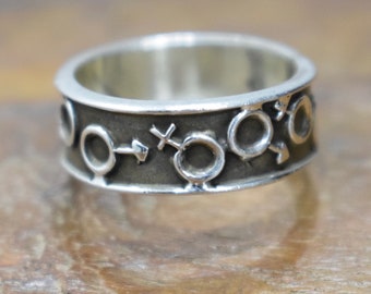 Ring Sterling Silver Etched Band Ring