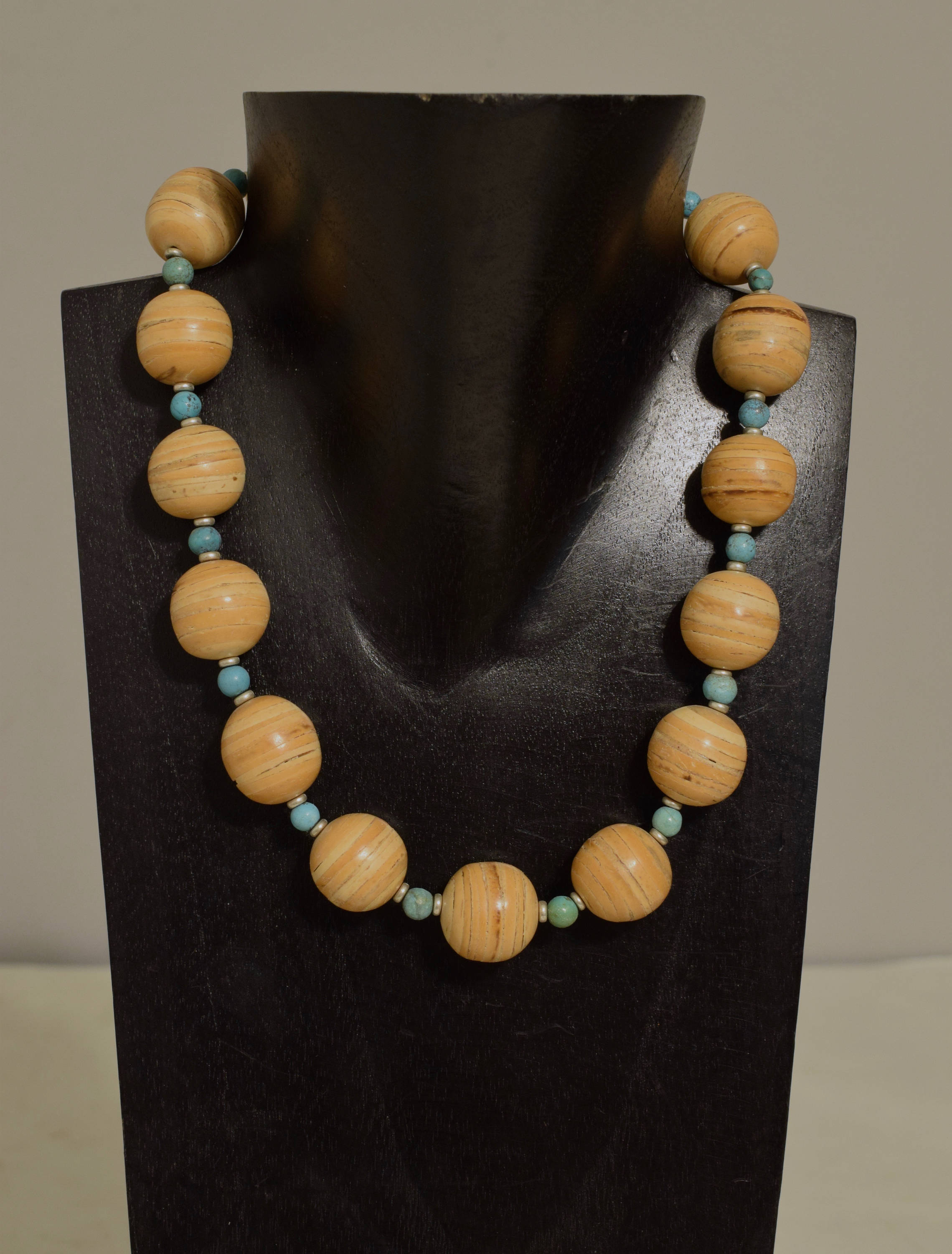 Necklace Inlaid Philippine Palmwood Beads Chinese Turquoise Necklace