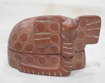 African Soapstone Elephant  Design Box Kenya