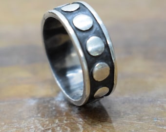 Ring Sterling Silver Etched Dot Band Ring