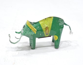 African Folk Art Toy Elephant Recycled Tin Can Tanzania