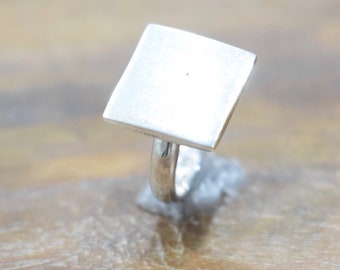 Ring Sterling Silver Square Initial Ring