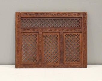 Indian Hand Carved Teak Wood Screen Panel Design
