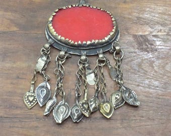 Middle Eastern Silver Kuchi Glass Pendant