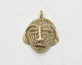 Pendant African Brass Baule Mask Pendant