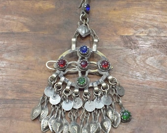 Middle Eastern Silver Kuchi Glass Pendant