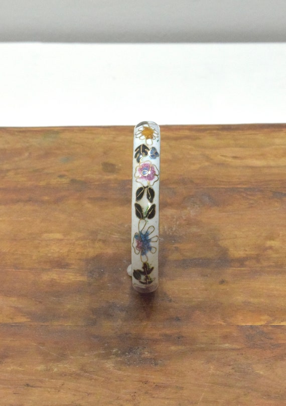 Chinese Cloisonné Floral Design Bangle Bracelet