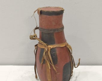 African Turkana Tribe Milk Container Wood Leather Jug
