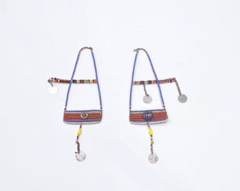 African Old Masai Beaded Earrings Kenya