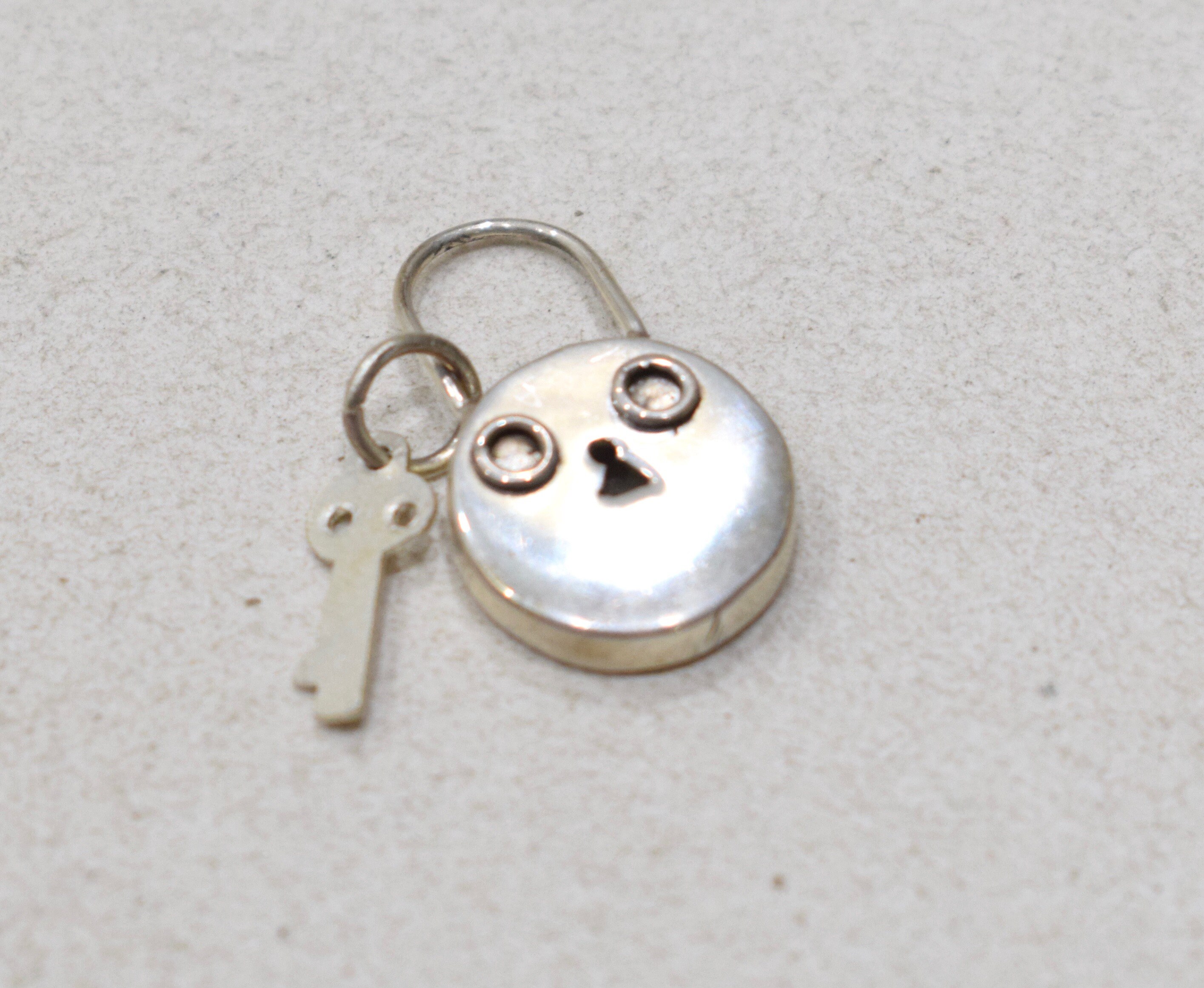 Beads Sterling Silver Lock and Key Charm 23mm Etsy