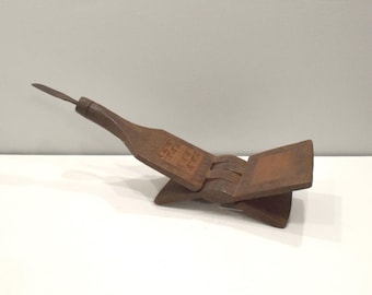 African Wood Carved Patterned Coconut Grater Tanzania