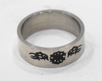 Ring Stainless Steel Etched Band Ring