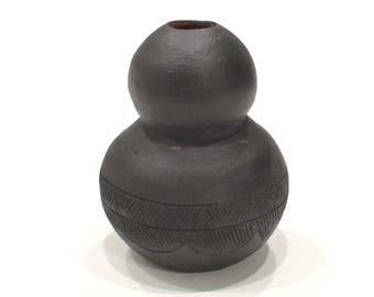African Zulu Etched Pottery Vase