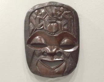 African Mask Ebony Carved Malawi Mask