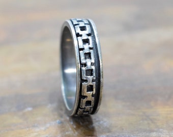 Ring Sterling Silver Etched Band Ring