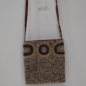 Purse Beaded Brown Gold Shoulder Bag