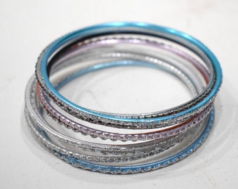 Bangle Bracelets Assorted Set of 10 Glitter Bangles