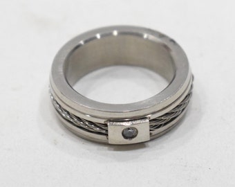 Ring Stainless Steel Rope Crystal Band Ring