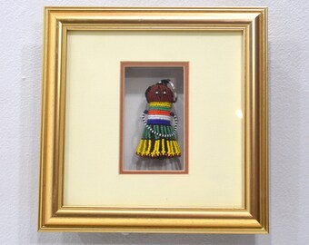 African Zulu Beaded Girl Doll Framed South Africa Fertility Doll