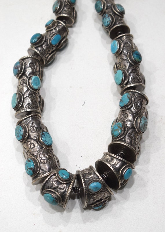 Tibetan Sterling Silver Turquoise Necklace