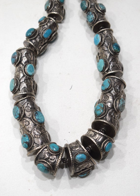 Native American Rare Long Tubule Turquoise Sterling Silver Bracelet Native American Rare Long Tubule Turquoise Sterling Silver Bracelet