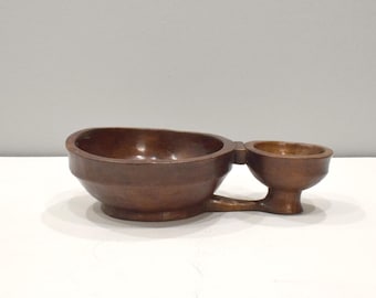 Philippines Ifugao Double Armed Bulul Burnished Wood Bowl