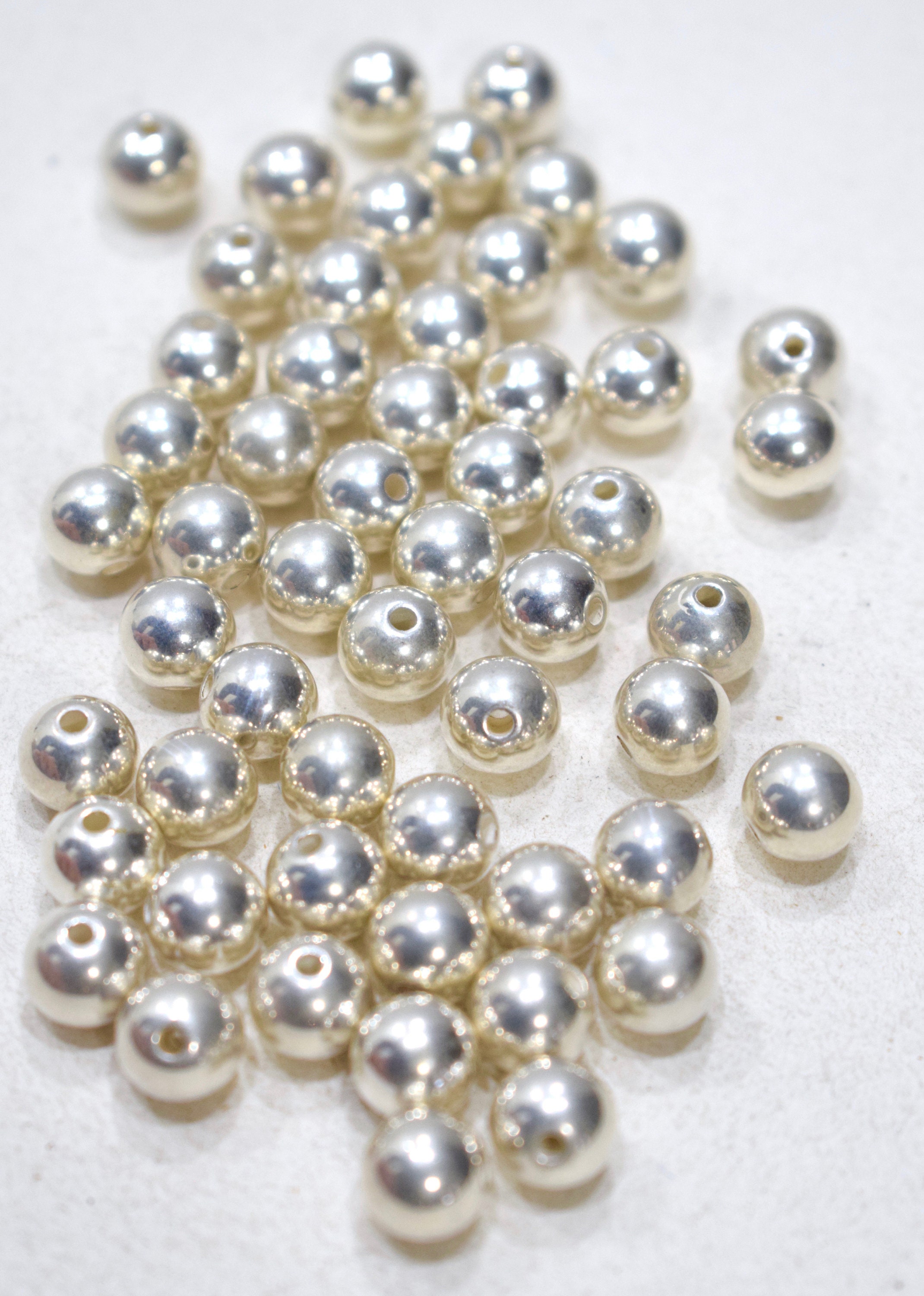 Reserve all Beads Bright Silver Round Beads 14mm