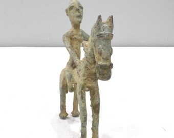 African Bronze Horse and Rider Statue Weight Mali