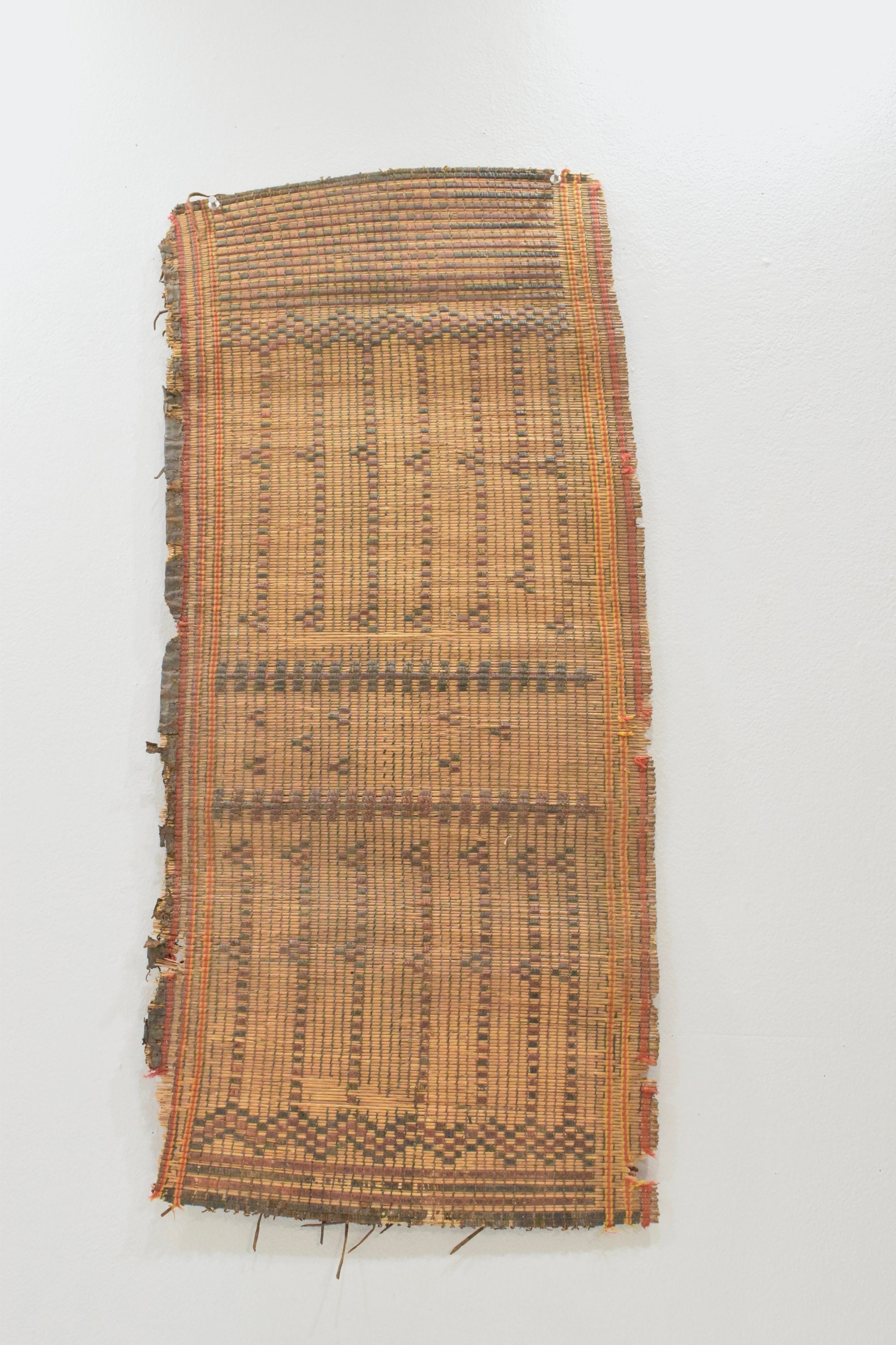 African Tuareg Woven Straw Leather Tribal Tuareg Mat Mali