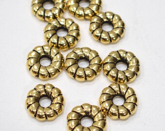 Beads Gold Fluted Donut Beads 18mm