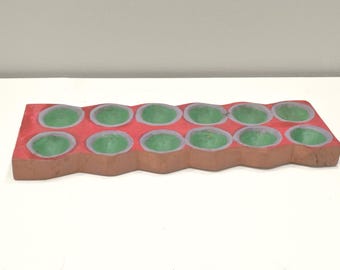 African Mancala Carved Wood Colorful Game board