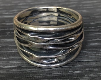 Ring Sterling Silver Oxidized Band Ring Hill Tribe Silver