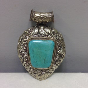 Tibetan Turquoise Silver Pendant