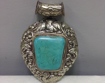 Tibetan Turquoise Silver Pendant