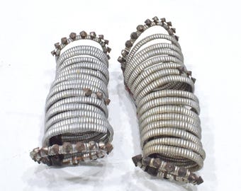 African Vintage Zulu Aluminum Gauntlet Bracelet Pair RSA