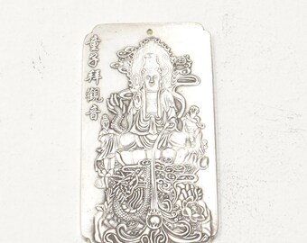 Chinese Silver Alloy Buddhist Deity Amulet
