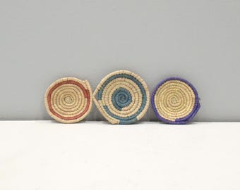 African Basket Botswana Natural Colors Food Basket Set of 3