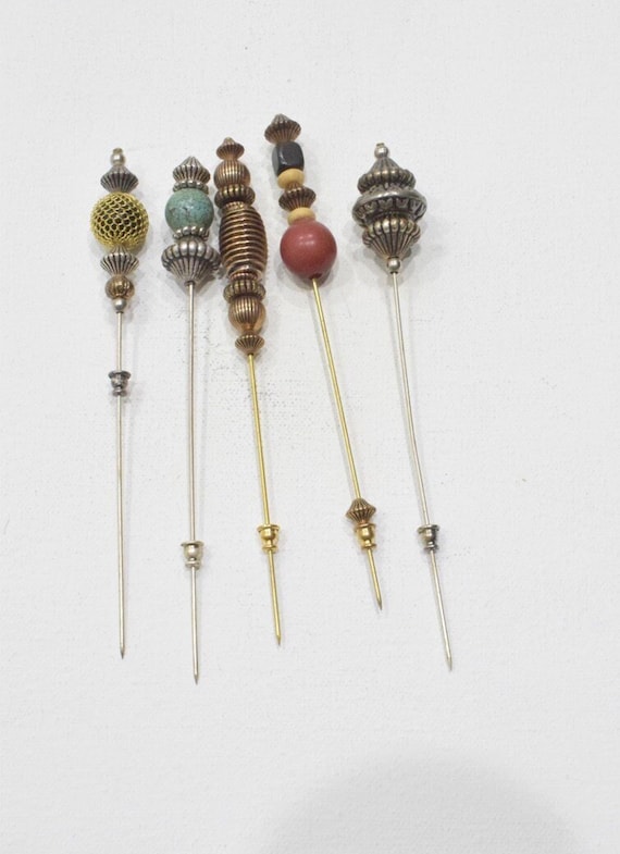Stick Pins 5 Assorted Beaded Pins