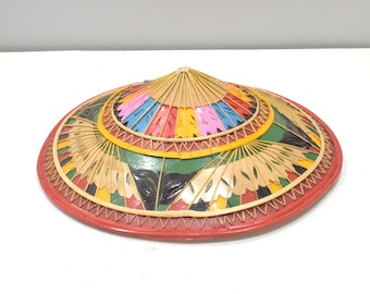 Oriental Tipsy Coolie Colorfully Painted Conical Hat