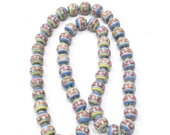 Chinese Porcelain Light Blue Geometric Bead Strand